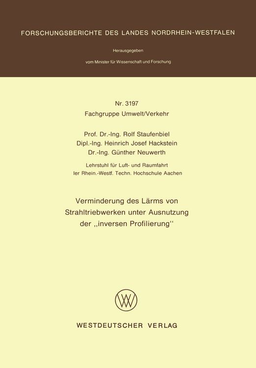 Produktbild: Verminderung des L&auml;rms von Strahltriebwerken unter Ausnutzung der &lsquo;inversen Profilierung&rsquo;