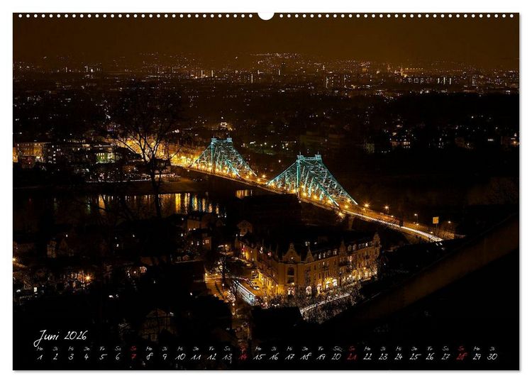 Produktbild: Nachts in Dresden (Wandkalender 2026 DIN A2 quer), CALVENDO Monatskalender