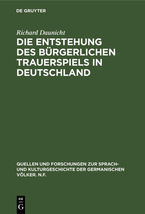 Produktbild: Die Entstehung des b&uuml;rgerlichen Trauerspiels in Deutschland