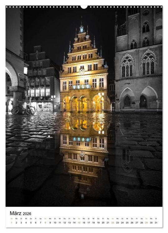 Produktbild: M&uuml;nster - erstrahlt bei Nacht (Wandkalender 2026 DIN A2 hoch), CALVENDO Monatskalender
