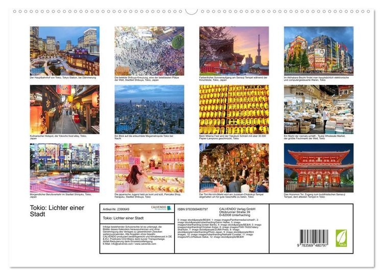 Produktbild: Tokio: Lichter einer Stadt (hochwertiger Premium Wandkalender 2027 DIN A2 quer), Kunstdruck in Hochglanz