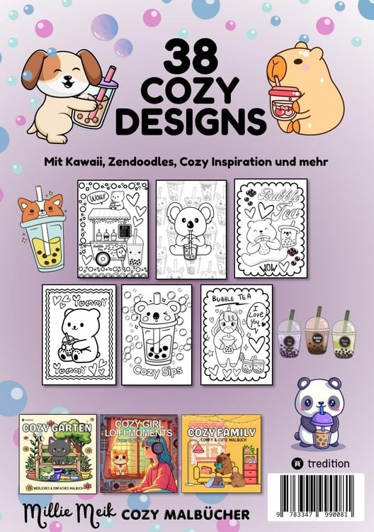 Produktbild: Cozy Malbuch Bubble Tea - S&uuml;&szlig;es Malbuch Cute und Chill Kawaii Tiere Anti-Stress Ausmalbilder