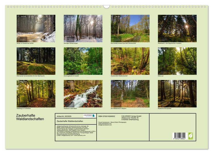 Produktbild: Zauberhafte Waldlandschaften (Wandkalender 2026 DIN A2 quer), CALVENDO Monatskalender