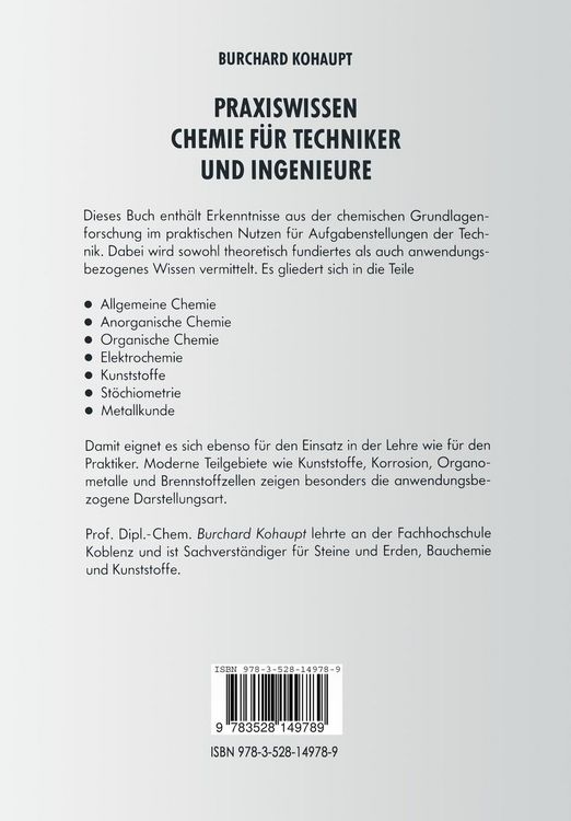 Produktbild: Praxiswissen Chemie f&uuml;r Techniker und Ingenieure