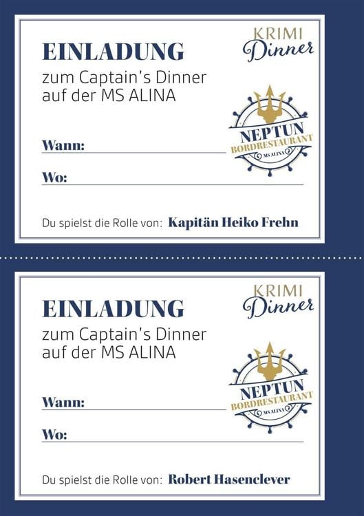 Produktbild: Krimi-Dinner: T&ouml;dliches Captain's Dinner