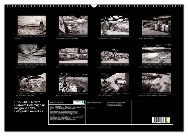 Produktbild: USA - 4000 Meilen S&uuml;dwest Hommage an die gro&szlig;en SW-Fotografen Amerikas (Wandkalender 2026 DIN A2 quer), CALVENDO Monatskalender
