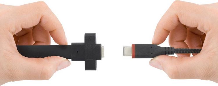 Produktbild: Renkforce USB-Kabel USB 3.2 Gen1 USB-C&reg; Stecker, USB-C&reg; Buchse 0.25 m Schwarz schraubbar, hochflexibel RF-3415030