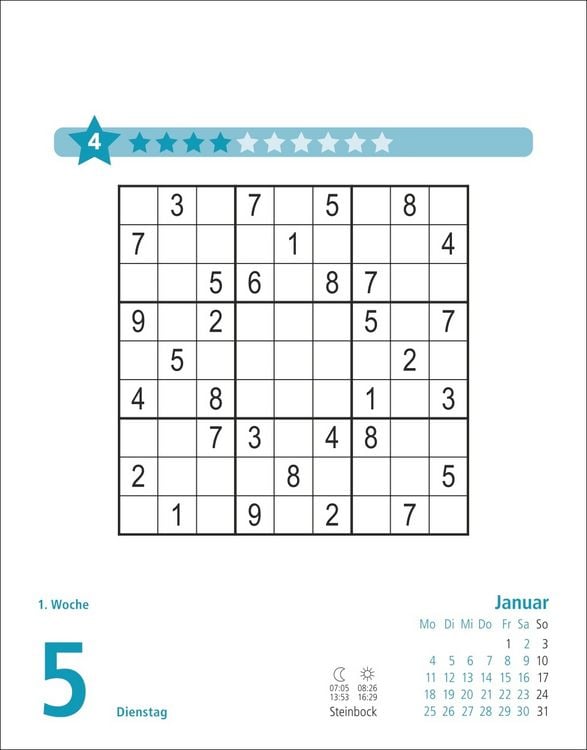 Produktbild: Stefan Heine Sudoku mittel bis schwierig Tagesabrei&szlig;kalender 2027
