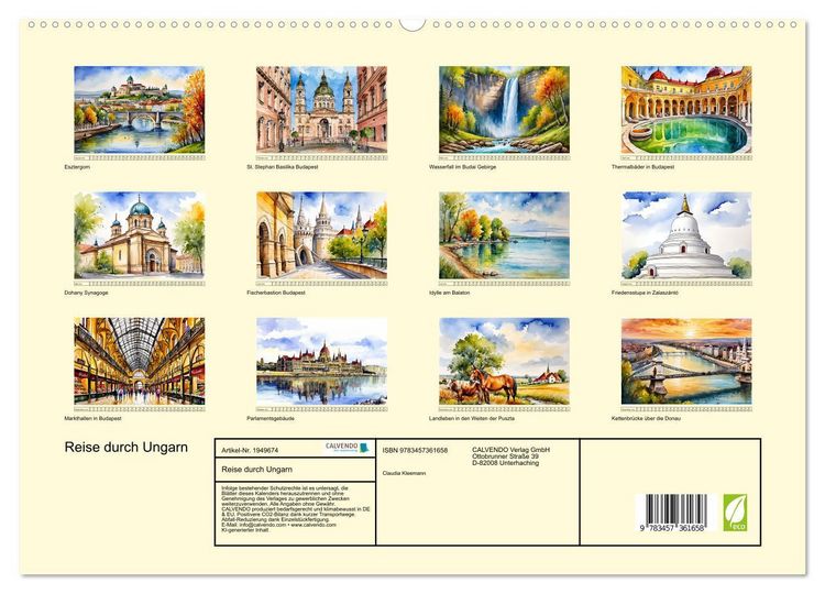 Produktbild: Reise durch Ungarn (hochwertiger Premium Wandkalender 2026 DIN A2 quer), Kunstdruck in Hochglanz