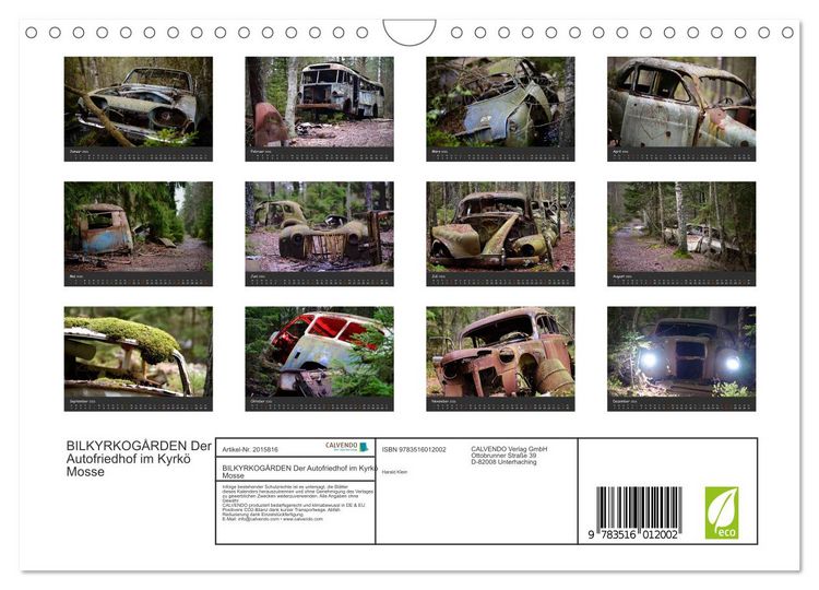 Produktbild: BILKYRKOG&Aring;RDEN Der Autofriedhof im Kyrk&ouml; Mosse (Wandkalender 2026 DIN A4 quer), CALVENDO Monatskalender