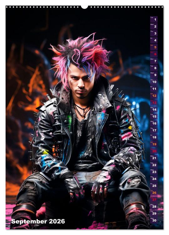 Produktbild: CYBERPUNK Cool guys (High Quality Premium Wall Calendar 2026 DIN A2 portrait),CALVENDO 12 Month Wall Calendar