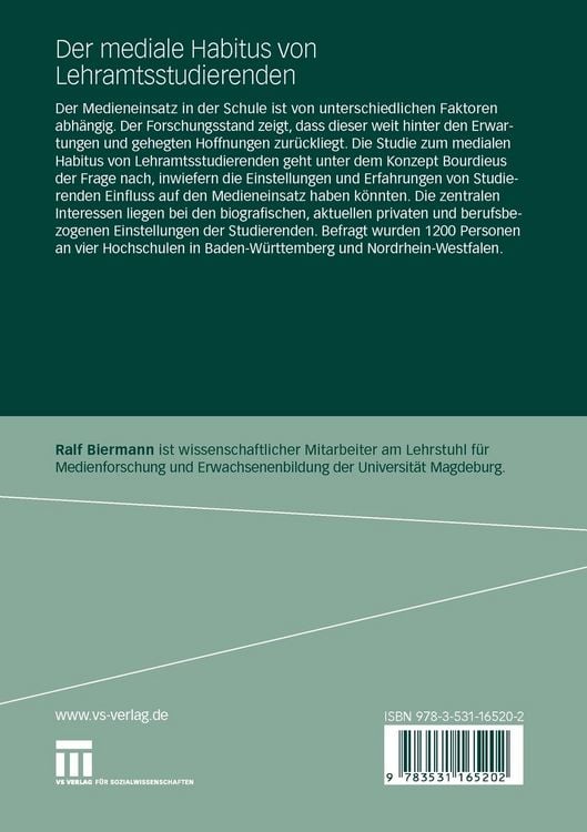 Produktbild: Der mediale Habitus von Lehramtsstudierenden