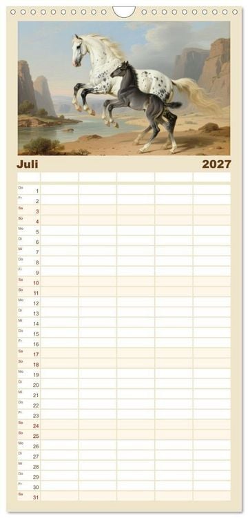 Produktbild: Familienplaner 2027 - Pferdegem&auml;lde, inspiriert von den Alten Meistern mit 5 Spalten (Wandkalender, 21 x 45 cm) CALVENDO