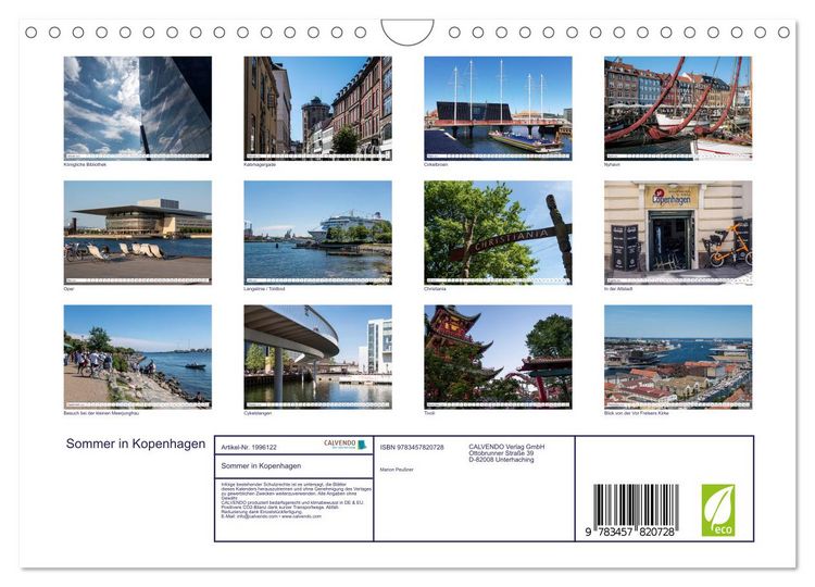 Produktbild: Sommer in Kopenhagen (Wandkalender 2026 DIN A4 quer), CALVENDO Monatskalender