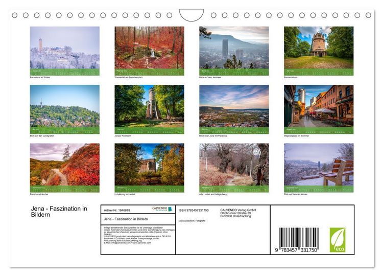 Produktbild: Jena - Faszination in Bildern (Wandkalender 2026 DIN A4 quer), CALVENDO Monatskalender