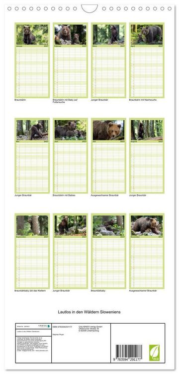 Produktbild: Familienplaner 2027 - Lautlos in den W&auml;ldern Sloweniens mit 5 Spalten (Wandkalender, 21 x 45 cm) CALVENDO