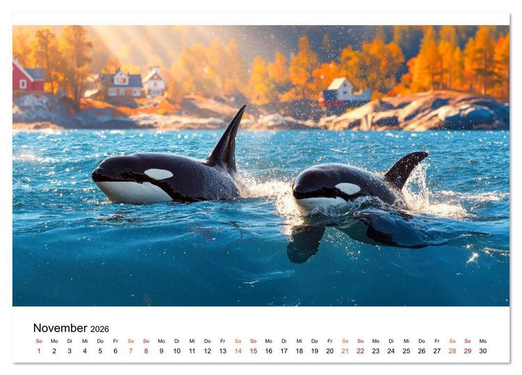 Produktbild: Orcas - ein Jahr voller Meer (Wandkalender 2026 DIN A2 quer), CALVENDO Monatskalender