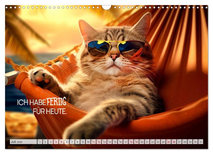 Produktbild: S&uuml;&szlig;e Katzen und coole Spr&uuml;che (Wandkalender 2026 DIN A3 quer), CALVENDO Monatskalender