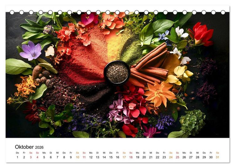 Produktbild: K&uuml;chenkalender Gew&uuml;rzwelt (Tischkalender 2026 DIN A5 quer), CALVENDO Monatskalender