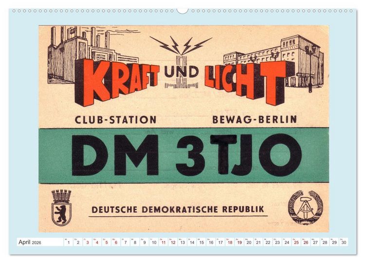 Produktbild: Amateurfunk in der DDR - Historische QSL-Karten (Wandkalender 2026 DIN A2 quer), CALVENDO Monatskalender