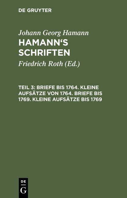 Produktbild: Briefe bis 1764. Kleine Aufs&auml;tze von 1764. Briefe bis 1769. Kleine Aufs&auml;tze bis 1769