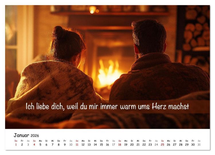 Produktbild: ICH LIEBE DICH - Unsere Liebe in zw&ouml;lf Gr&uuml;nden (Wandkalender 2026 DIN A3 quer), CALVENDO Monatskalender