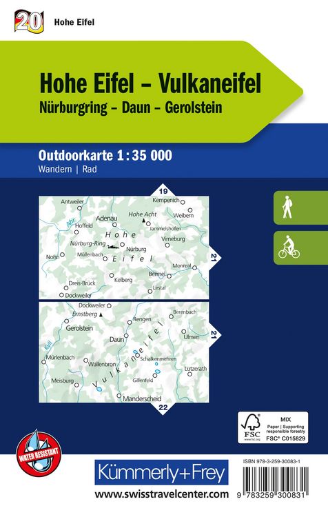 Produktbild: K&uuml;mmerly+Frey Outdoorkarte Deutschland 20 Hohe Eifel, Vulkaneifel 1:35.000
