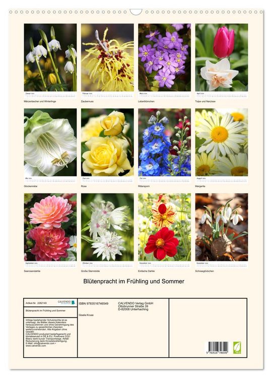 Produktbild: Bl&uuml;tenpracht im Fr&uuml;hling und Sommer (Wandkalender 2026 DIN A2 hoch), CALVENDO Monatskalender