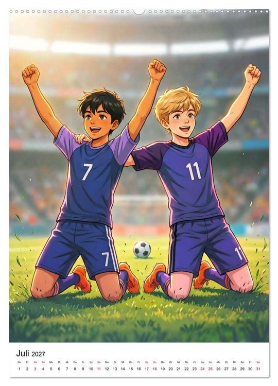 Produktbild: Level Up &ndash; Fu&szlig;ballhelden (hochwertiger Premium Wandkalender 2027 DIN A2 hoch), Kunstdruck in Hochglanz
