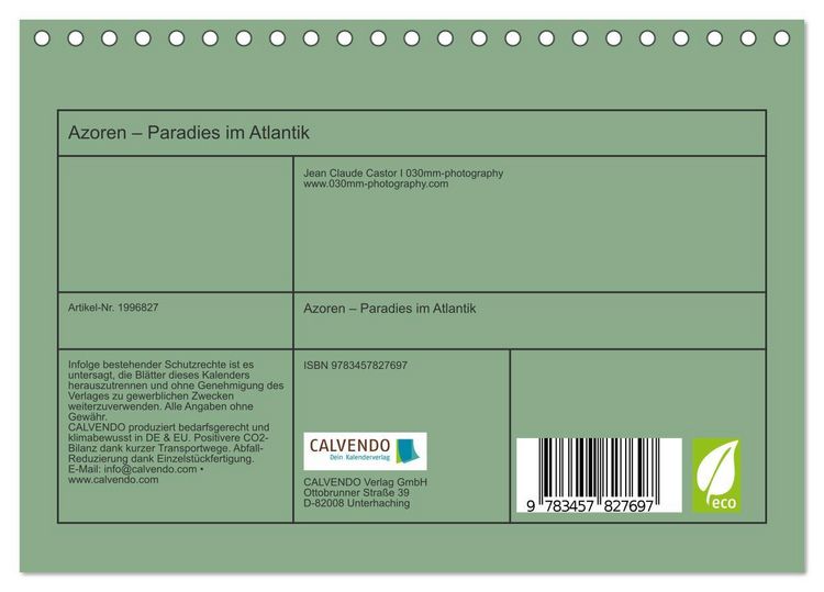 Produktbild: Azoren &ndash; Paradies im Atlantik (Tischkalender 2026 DIN A5 quer), CALVENDO Monatskalender