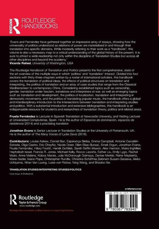 Produktbild: The Routledge Handbook of Translation and Politics