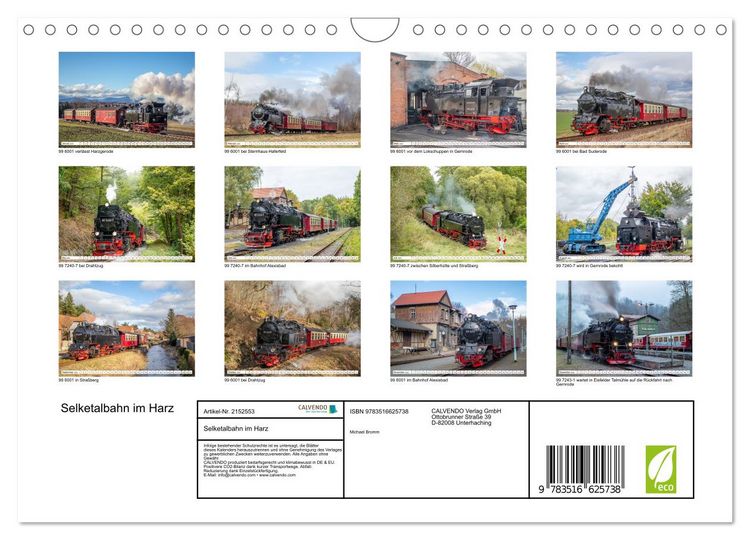 Produktbild: Selketalbahn im Harz (Wandkalender 2026 DIN A4 quer), CALVENDO Monatskalender