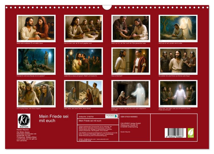 Produktbild: Mein Friede sei mit euch (Wandkalender 2026 DIN A3 quer), CALVENDO Monatskalender