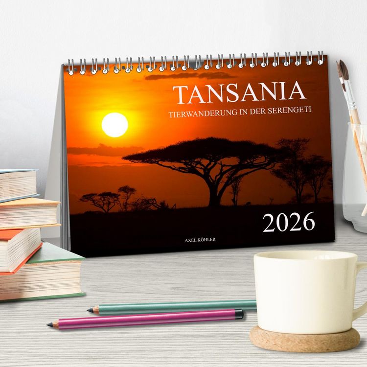 Produktbild: Tansania - Tierwanderung in der Serengeti (Tischkalender 2026 DIN A5 quer), CALVENDO Monatskalender