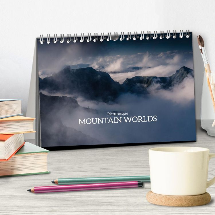 Produktbild: Picturesque Mountain Worlds (Desk Calendar 2026 DIN A5 landscape), CALVENDO 12 Month DeskCalendar