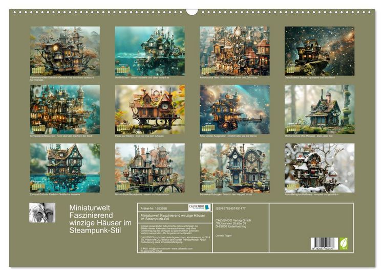 Produktbild: Miniaturwelt Faszinierend winzige H&auml;user im Steampunk-Stil (Wandkalender 2026 DIN A2 quer), CALVENDO Monatskalender