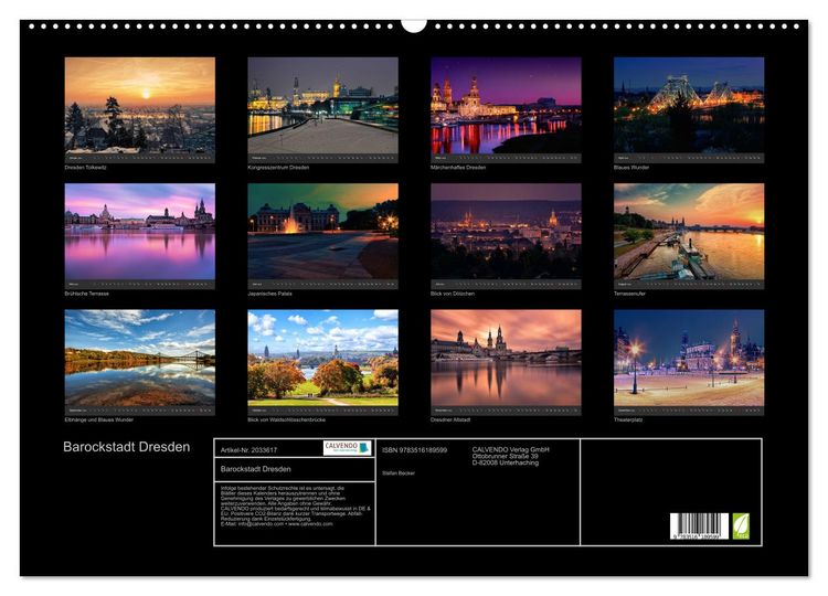 Produktbild: Barockstadt Dresden (Wandkalender 2026 DIN A2 quer), CALVENDO Monatskalender
