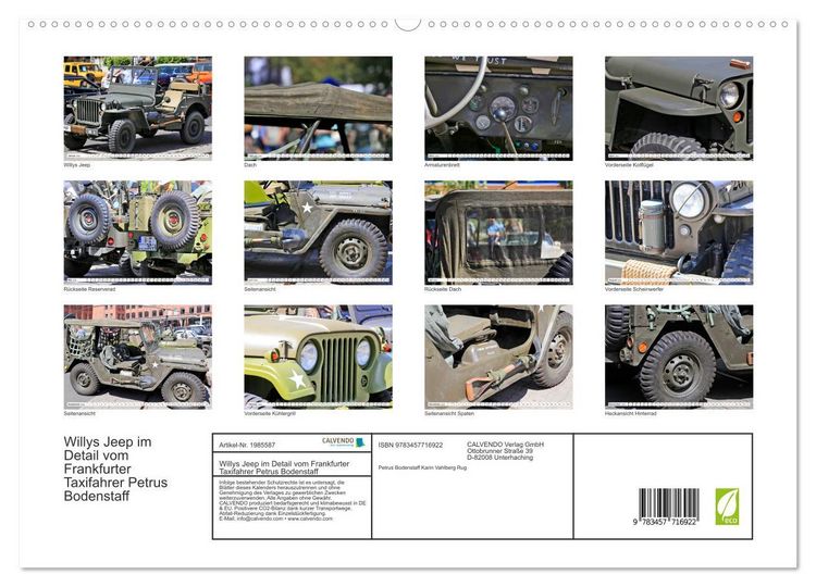 Produktbild: Willys Jeep im Detail vom Frankfurter Taxifahrer Petrus Bodenstaff (hochwertiger Premium Wandkalender 2026 DIN A2 quer), Kunstdruck in Hochglanz