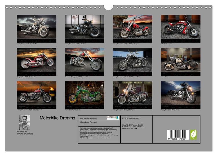 Produktbild: Motorbike Dreams (Wall Calendar 2026 DIN A3 landscape), CALVENDO 12 Month Wall Calendar