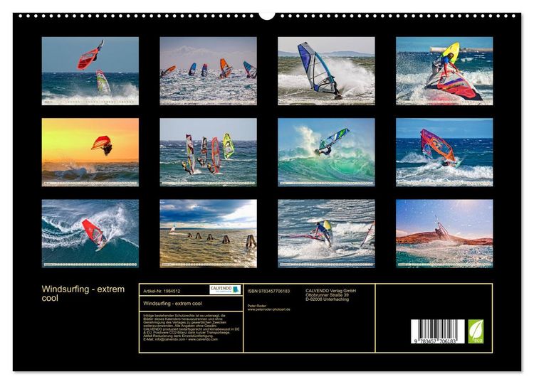 Produktbild: Windsurfing - extrem cool (hochwertiger Premium Wandkalender 2026 DIN A2 quer), Kunstdruck in Hochglanz