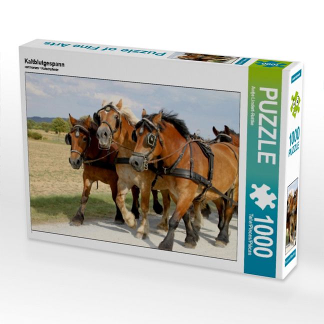 Produktbild: CALVENDO Puzzle Kaltblutgespann | 1000 Teile Lege-Gr&ouml;&szlig;e 64x48cm Foto-Puzzle f&uuml;r gl&uuml;ckliche Stunden