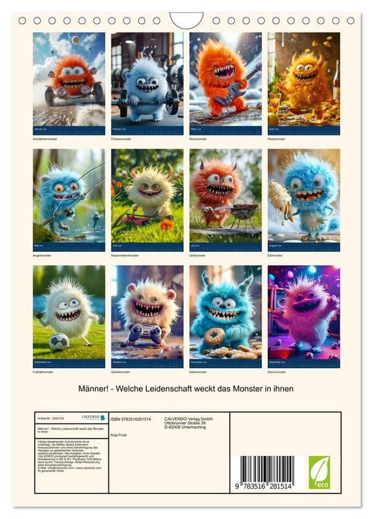 Produktbild: M&auml;nner! - Welche Leidenschaft weckt das Monster in ihnen (Wandkalender 2026 DIN A4 hoch), CALVENDO Monatskalender