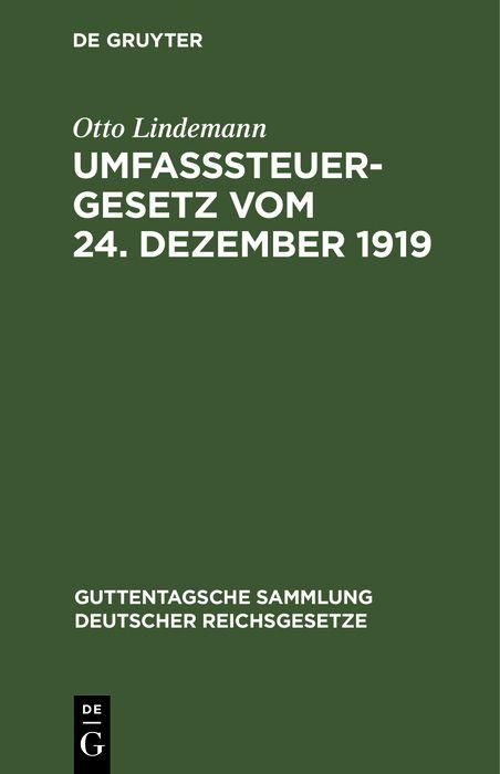 Produktbild: Umfa&szlig;steuergesetz vom 24. Dezember 1919