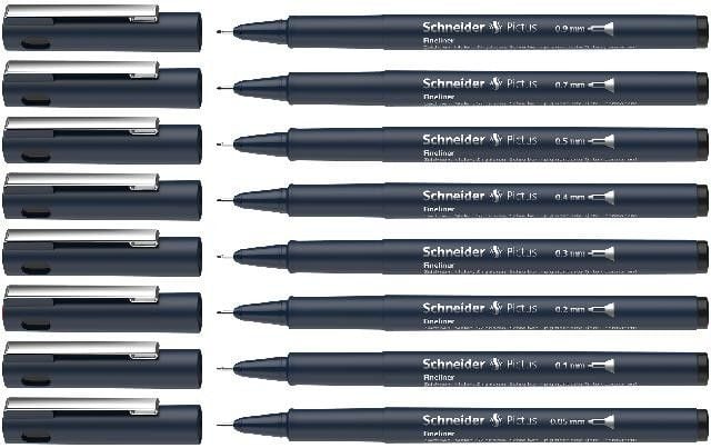 Produktbild: Schneider Fineliner Pictus Strichst&auml;rken 0,05 - 0,9 mm, 8er Set