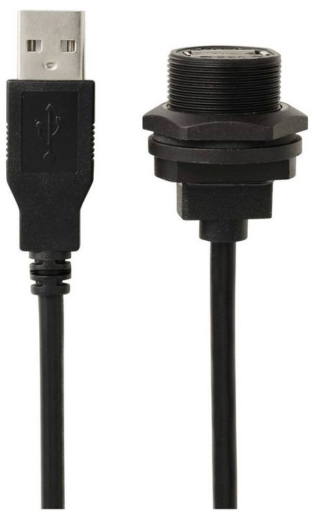 Produktbild: USB 2.0-Kabel mit USB-A-Buchse auf IP67-USB-A-Stecker, 0,5m TC-E13T-FU2-PWF/MU2-NWA-0.5PV-S Wasserdichtes Kunststoffkabel