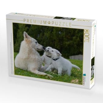 Produktbild: CALVENDO Puzzle Ein Motiv aus dem Kalender Wei&szlig;er Schweizer Sch&auml;ferhund - Ein Tag im Leben einer Hundefamilie | 1000 Teile Lege-Gr&ouml;&szlig;e 64x48cm Foto-Puzzle f&uuml;r gl&uuml;ckliche Stunden