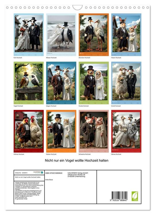 Produktbild: Nicht nur ein Vogel wollte Hochzeit halten (Wandkalender 2027 DIN A3 hoch), CALVENDO Monatskalender