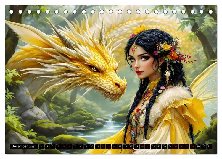 Produktbild: Elves and Dragons - A magical connection (Desk Calendar 2026 DIN A5 landscape), CALVENDO 12 Month DeskCalendar