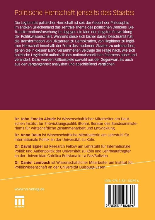 Produktbild: Politische Herrschaft jenseits des Staates