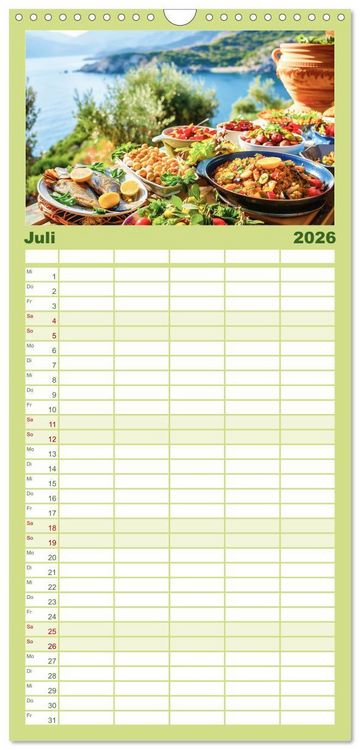 Produktbild: Familienplaner 2026 - Mediterrane K&uuml;che mit 5 Spalten (Wandkalender, 21 x 45 cm) CALVENDO